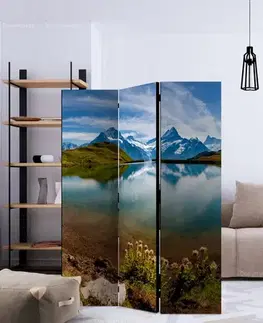 Paraván Lake with mountain reflection Switzerland Dekorhome