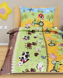 Bellatex Dětské bavlněné povlečení Junior Farma, 140 x 200 cm, 70 x 90 cm, 140 x 200 cm, 70 x 90 cm