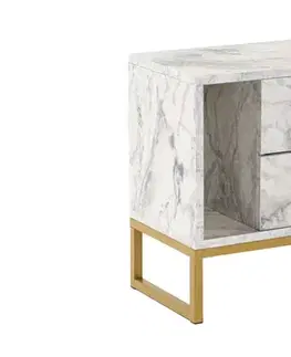 Noční stolek Glimmer - Fressia Marble, Gold