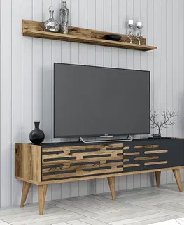 TV stěna / Sestava pod TV Valensiya 140 - Walnut, Anthracite