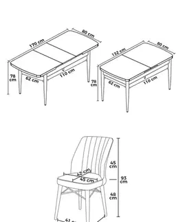 Extendable Dining Table & Chairs Set (7 Pieces) Eva - Baroque, Fume