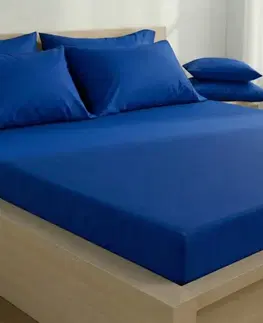 Kvalitex Saténové prostěradlo s gumou tmavě modrá, 100 x 200 cm