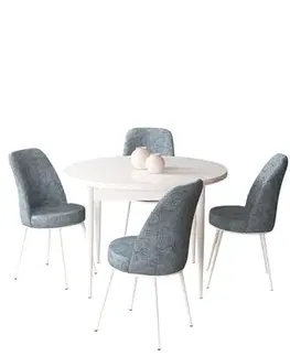 Dining Table & Chairs Set (5 Pieces) Tor - White, Grey