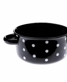 Keramická miska s puntíky 560 ml, černá