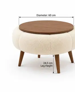 Odkládací čalouněný stolek Daisy 60 Cream Walnut