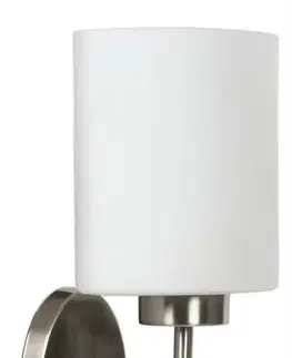Nástěnná lampa matný nikl, stínidlo bílé, sxklsny 60W E27 Visola