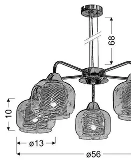 Chromové stínidlo závěsné lampy s košíkem 5x40W Ray