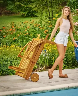 Zahradní lehátko polohovací D2328 akácie Dekorhome