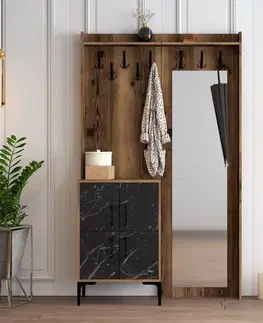 Předsíňová stěna Berlin BC - Walnut, Black Marble