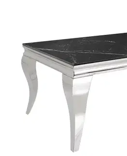 Estila Designový chromový konferenční stolek Modern Barok s mramorovou deskou 100 cm