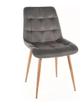 Signal Jídelní židle CHIC D VELVET | dřevěné nohy Barva: Šedá / Bluvel 14