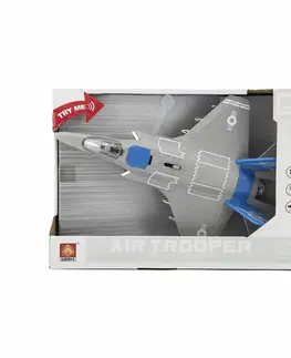Letadlo/stíhačka plast 31cm na baterie se světlem se zvukem v krabici 32x22,5x9cm