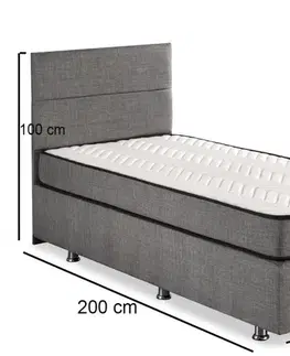 Rám jednolůžkové postele s čelem Silver - Grey (100 x 200)