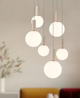 Lampa wisząca Testa beżowa białe klosze kule 6x10W G9 regulowana