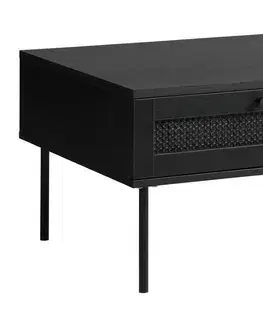 Estila Konferenční stolek Malmo, černý/ratan, 110 cm