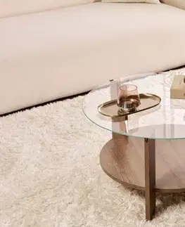 Konferenční stolek Clara - Walnut, Transparent