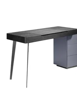Estila Luxusní moderní toaletní stolek Forma Moderna s vrchní deskou z exkluzivního dřeva wenge černá modrá 155 cm