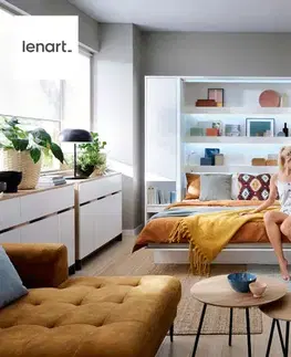Dig-net nábytek Sklápěcí postel Lenart BED CONCEPT BC-06p bílý lesk | 90 x 200 cm