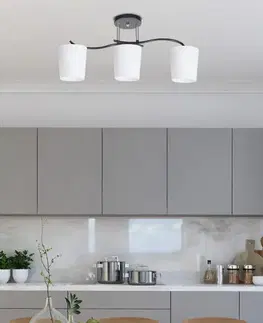 Stropní lampa Esnyr, chrom+černá, 3x40, E27, bílé stínidlo