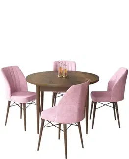 Dining Table & Chairs Set (5 Pieces) Rox - Baroque, Pink