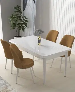 Dining Table & Chairs Set (5 Pieces) Nil - White, Cappuccino