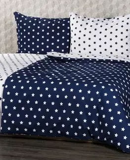 4Home Bavlněné povlečení Stars Navy blue, 140 x 200 cm, 70 x 90 cm
