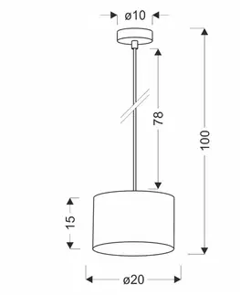 Závěsná lampa PANDY černá 1x40W E27 stínidlo šedá+zlatá