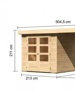 Dřevěný zahradní domek ASKOLA 2 s přístavkem Lanitplast