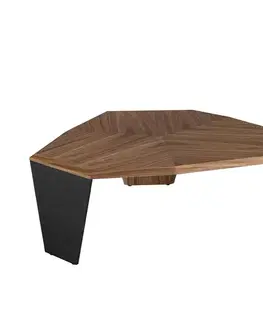 Estila Luxusní designový konferenční stolek Vita Naturale se třemi nožičkami a atypickým tvarem vrchní desky ořechová hnědá 40 cm