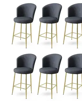 Bar Stool Set (6 Pieces) Fora - Anthracite, Gold