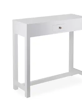 Estila Moderní obdélníkový konzolový stolek Blanc v bílé barvě se zásuvkou 80 cm