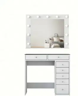Kosmetický stůl Verona White se skleněnou deskou