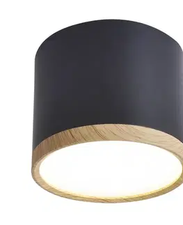 Černá a dřevěná stropní lampa 8,8x7,5cm trubice
