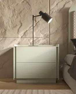 Estila Luxusní moderní obdélníkový noční stolek Praga z masivního dřeva se dvěma šuplíky a bočními úchyty 70 cm