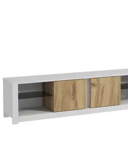 TV stolek Aydos - White, Oak