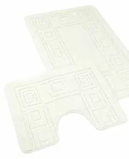 Kvalitex Sada koupelnových předložek Ornament smetanová, 60 x 100 cm, 60 x 50 cm