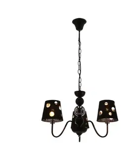 Černý lustrový závěsný lampa 3xE14 Batley Ledea