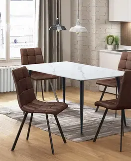 Jídelní stůl ADRIA 130x70 + 4 židle BERGEN hnědé mikrovlákno