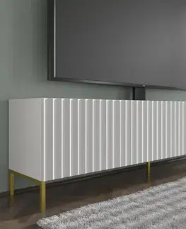 ARTBm Tv stolek WAVE 200 | 4D Provedení: Bílá mat / černé nohy