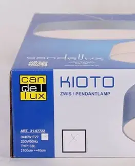Kulatá závěsná lampa šedá 40cm nastavitelná 3x40W Kyoto