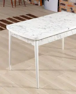 Extendable Dining Table Carrara - White, Grey