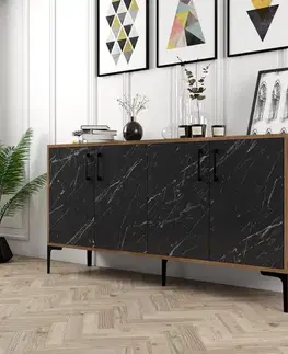 Konzolový stolek Kiev 160 - Walnut, Black Marble