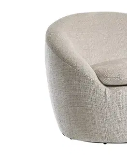 Estila Moderní otočné kulaté křeslo Elian s čalouněním a potahem ze strukturované látky v béžové barvě 76 cm