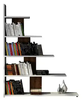 Knihovna Reward - White, Walnut