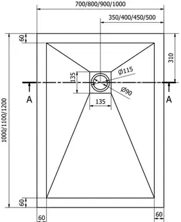 MEXEN Stone+ sprchová vanička obdélníková 120x80, černá 44708012