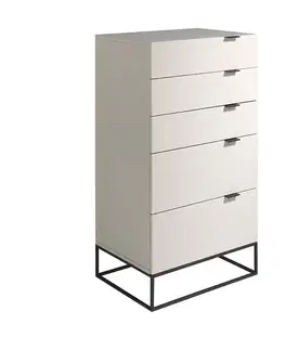 Estila Moderní bílá komoda Forma Moderna s pěti zásuvkami 111cm