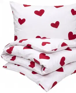 4Home Bavlněné povlečení Red Hearts, 140 x 220 cm, 70 x 90 cm