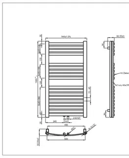 INVENA Koupelnový radiátor 540 x 1000, grafit UG-02-100-A