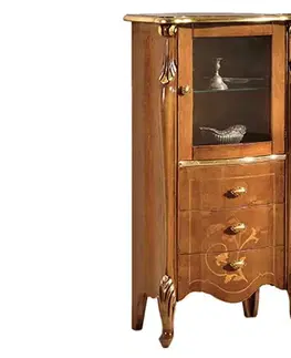 Estila Rustikální luxusní skříňka Pasiones se třemi šuplíky a skleněnými dvířky v rustikálním stylu 120cm