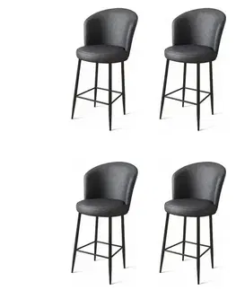 Bar Stool Set (4 Pieces) Uras - Anthracite, Black